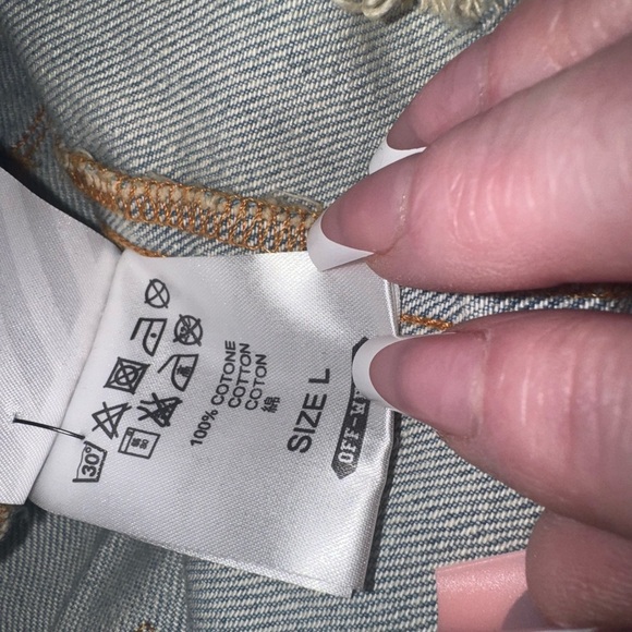 Men's OFF WHITE Logo Damaged light Denim Shirt/Light Jacket Size Large - Picture 10 of 15